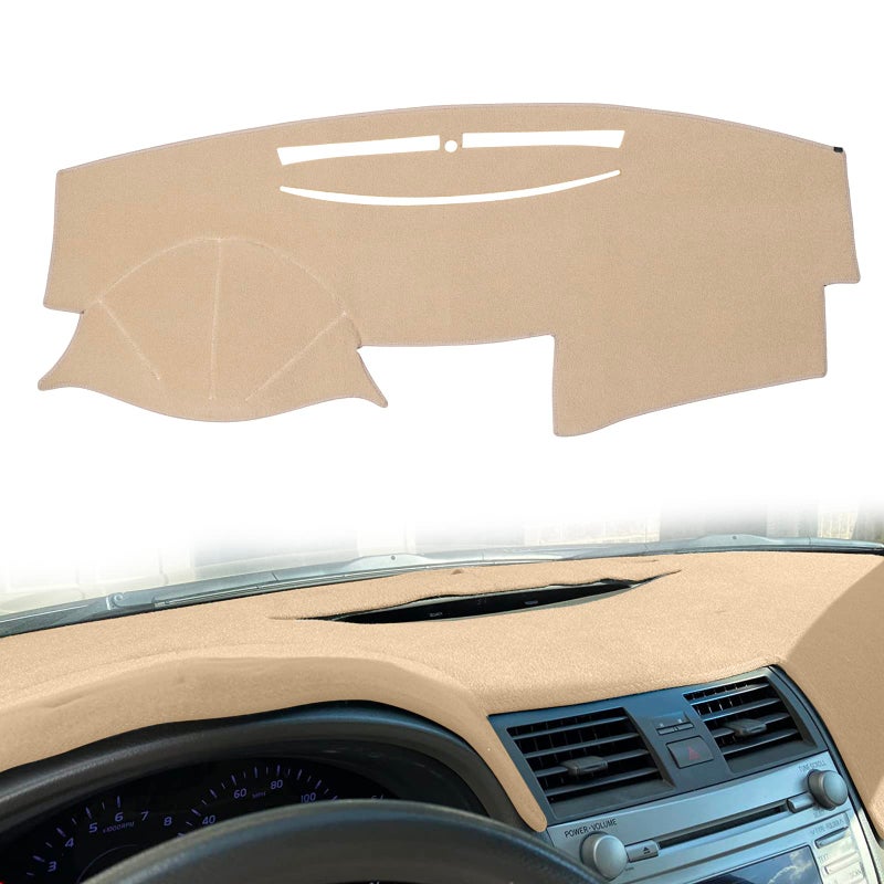 HanLanKa Car Carpet Dashboard Cover,Dash Cover Mat Fit for Toyota Camry 2007 2008 2009 2010 2011 (Beige) - Image 1